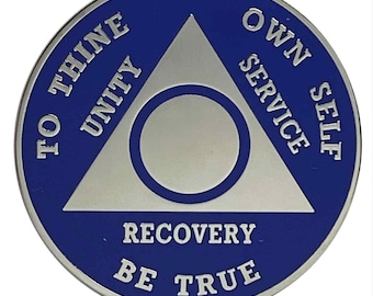 Custom AA Medallion - Navy Blue - Personalized Sobriety Milestone Coin