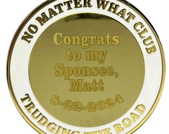 Custom AA Medallion - No Matter What Club - Trudging the Road - Biker - Personalized Sobriety Gift - Into The Sunlight Of The Spirit