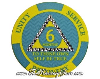 AA 6 Month Crystallized Poker Chip - Sobriety Milestone - Alcoholics Anonymous