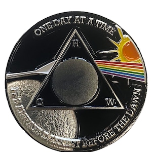 Dark Side of the Moon Customizable Medallion - Sobriety Milestone - Alcoholics Anonymous - Pink Floyd