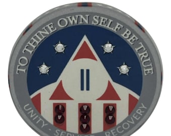 USA AA Crystallized Yearly Poker Chip Serenity Prayer - Sobriety Milestone - Alcoholics Anonymous