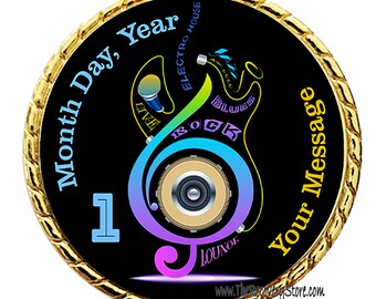 Music Lovers Custom Recovery Medallion - Black - Recovery Milestone - Program Neutral - AA, NA, GA