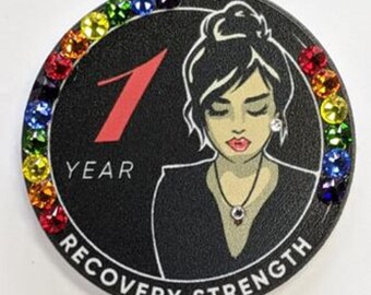 Woman Serenity Rainbow Crystallized Yearly Poker Chip - Recovery Milestone - AA, NA, GA