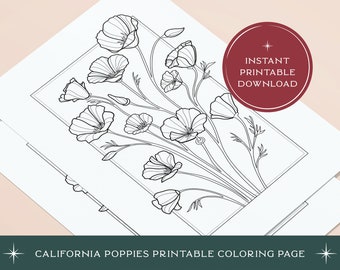 California Poppies Coloring Page Download | Printable Adult Coloring Book