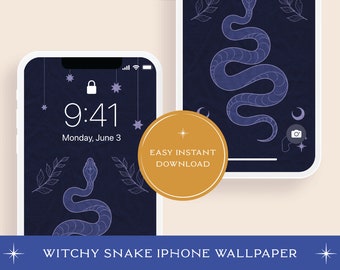 Witchy Snake iPhone Background | Aesthetic Wallpaper for iPhone in Blue