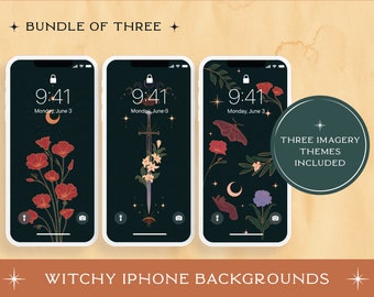 Witchy Botanical iPhone Wallpaper Bundle (Digital Download)