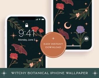 Witchy Floral iPhone Background | Aesthetic Botanical Wallpaper for iPhone