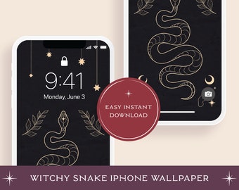 Witchy Snake iPhone Background | Aesthetic Wallpaper for iPhone | Black and White