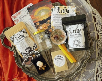 Litha Ritual Box | Summer Solstice Bundle Kit | Litha Midsummer Bath Salts, Candles, Crystals