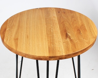 plateau de table rond en chêne massif