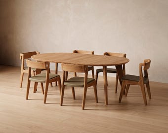Table ronde extensible en chêne massif. Modèle NORMA