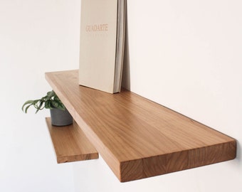 Zwevende houten wandplank