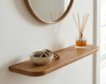 Massief eikenhouten zwevende plank - Zwevende console voor de hal - Decoratieve plank voor boven de radiator