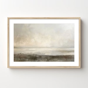 Framed Abstract Landscape Painting: Neutral Wall Art Print