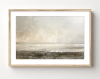 Framed Abstract Landscape Painting: Neutral Wall Art Print