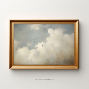 Plank & Pillow Vintage Art Print | Cloud Painting | Wall Art | Large Print | Sky Painting | Bird Art