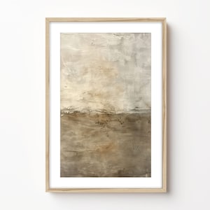 Framed Neutral Abstract Art Print: Large Landscape Wall Decor