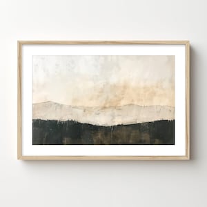 Framed Abstract Landscape Art Print: Neutral Mountain Painting