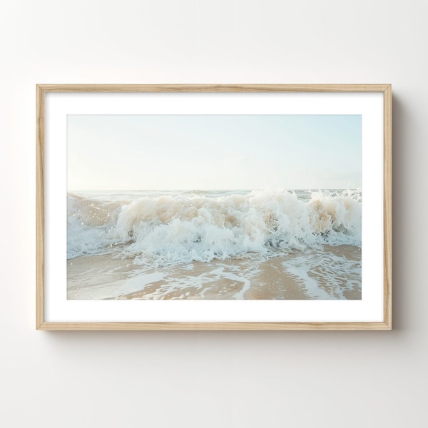 Beach Wave Art Print: Neutral Ocean Photography, Ready to Hang