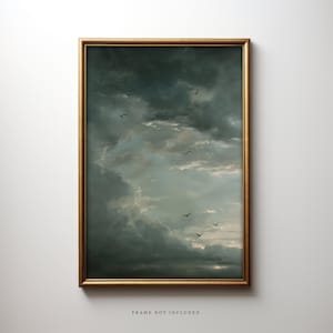 Moody Cloud Painting: Vintage Style Wall Art Print
