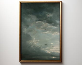 Moody Cloud Painting: Vintage Style Wall Art Print