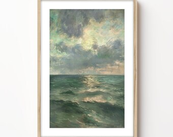 Framed Seascape Print: Nautical Ocean Painting, Beach House Art