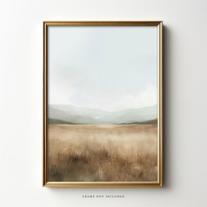 Plank & Pillow Neutral Landscape Art Print | Landscape Painting | Wall Art | Large Print | Mountain Painting
