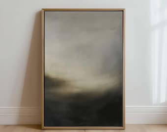 Framed Abstract Landscape Canvas Print - Moody Neutral Wall Art