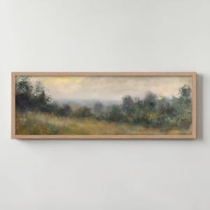 Plank & Pillow Framed Panoramic Landscape Print | Above Bed Art | Country Landscape | Wall Art | Landscape Painting | Muted Landscape