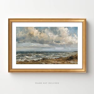 Vintage Beach Painting Print: Coastal Seascape Wall Art