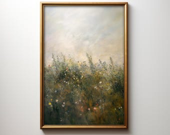 Plank & Pillow Wildflower Art Print | Field of Flowers | Country Landscape | Landscape Painting | Wall Art