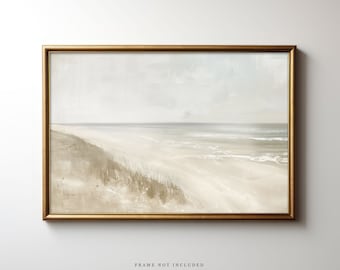 Plank & Pillow Neutral Beach Art Print | Ocean Painting | Beach House Decor | Large Print | Soft Coastal Wall Art