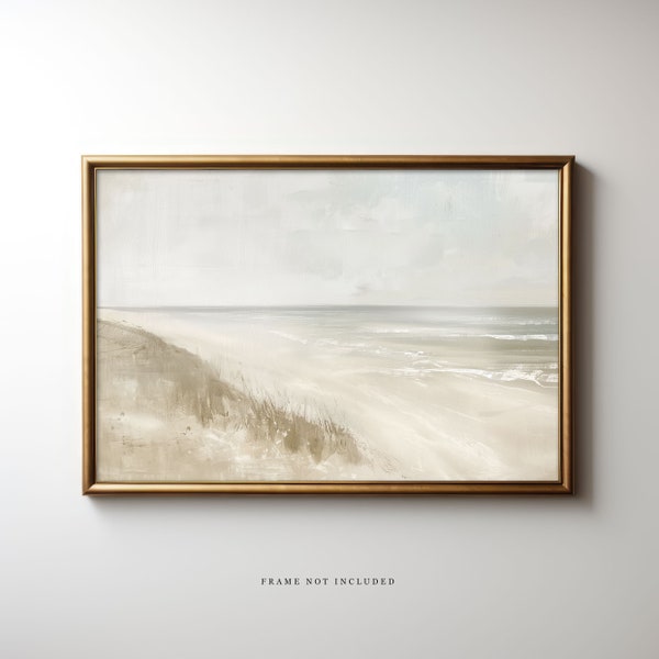 Plank & Pillow Neutral Beach Art Print | Ocean Painting | Beach House Decor | Large Print | Soft Coastal Wall Art