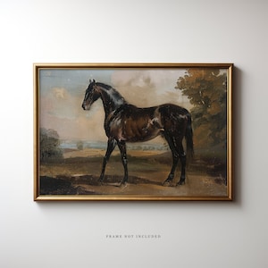 Equestrian Horse Art Print: Vintage Landscape Oil Painting