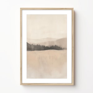 Plank & Pillow Minimal Landscape Art Print | Framed Neutral Landscape Painting | Wall Art | Large Print