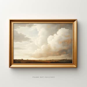 Plank & Pillow Vintage Landscape Art Print Vintage Painting Cloud Painting Large Print Landscape Painting Wall Art image 1