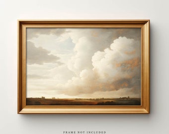 Vintage Cloudscape Art Print: Giclée Landscape Painting