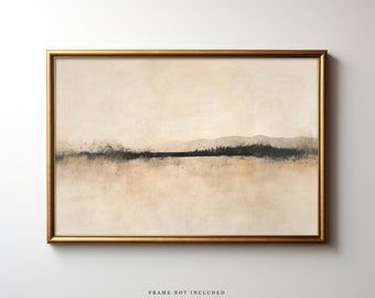 Plank & Pillow Neutral Landscape Art Print | Wall Art | Large Print | Abstract Landscape Painting | Fine Art Print | Neutral Painting