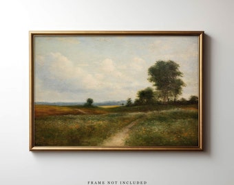 Vintage Landscape Art Print: Country Meadow Painting