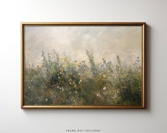 Wildflower Field Giclée Print: Country Landscape Painting