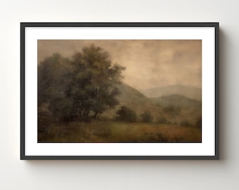 Plank & Pillow Framed Landscape Art Print | Vintage Landscape | Large Print | Landscape Painting | Wall Art | Moody Landscape