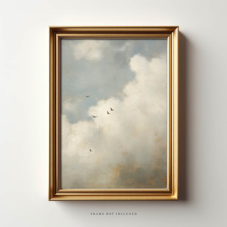 Plank & Pillow Vintage Art Print | Cloud Painting | Wall Art | Large Print