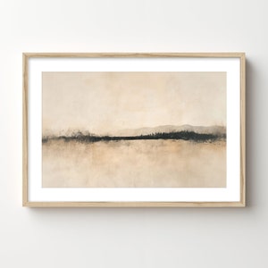 Framed Neutral Landscape Art Print: Abstract Mountain Painting