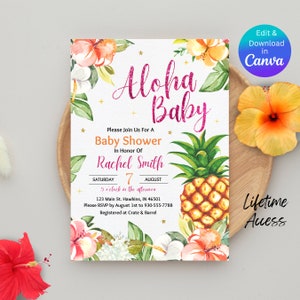 Aloha Baby Shower Invitation, Pineapple Baby Shower Invitation, Instant Download, Aloha Baby Shower, Aloha Baby Shower Invite