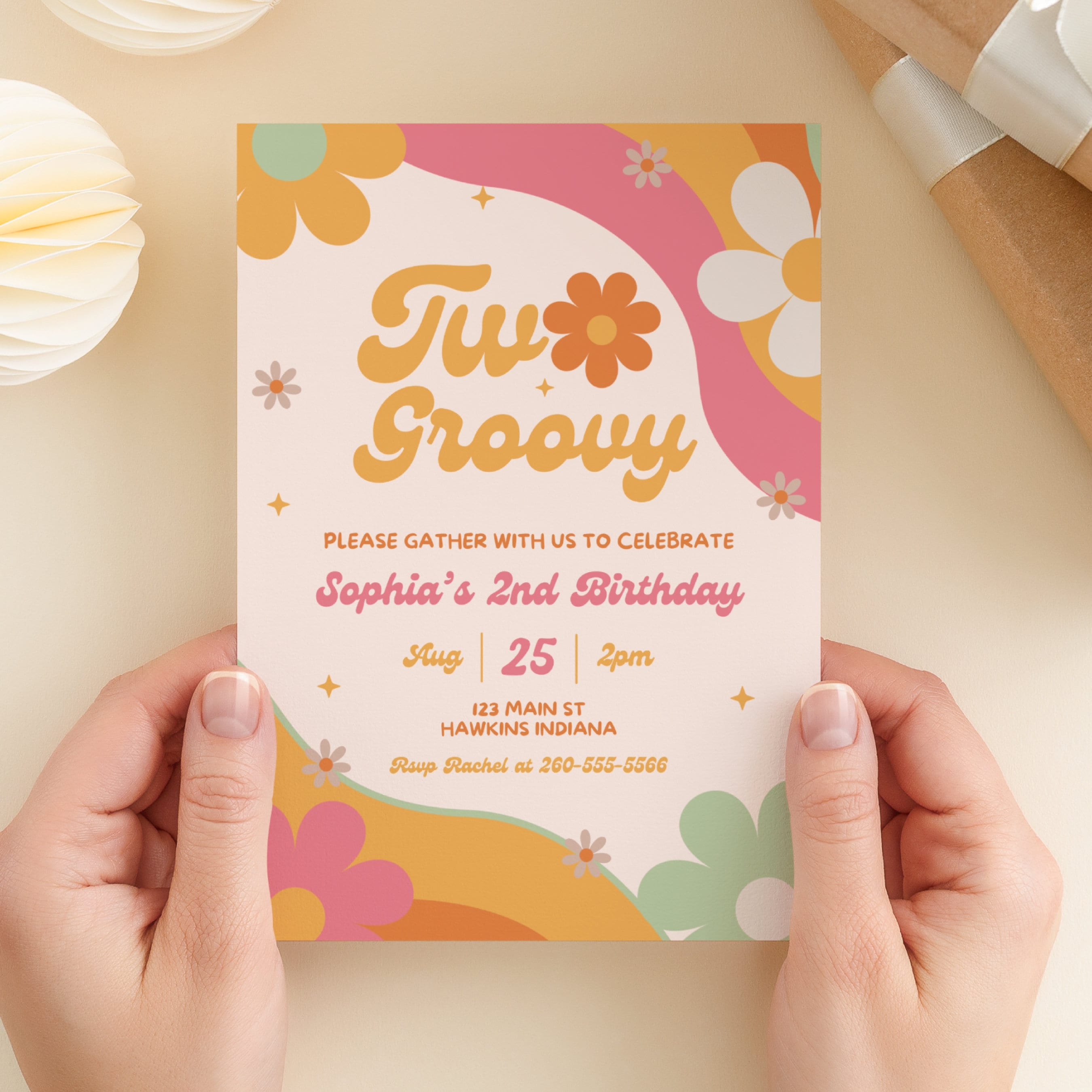 TWO Groovy Birthday Invitation Template Two Groovy Birthday - Etsy
