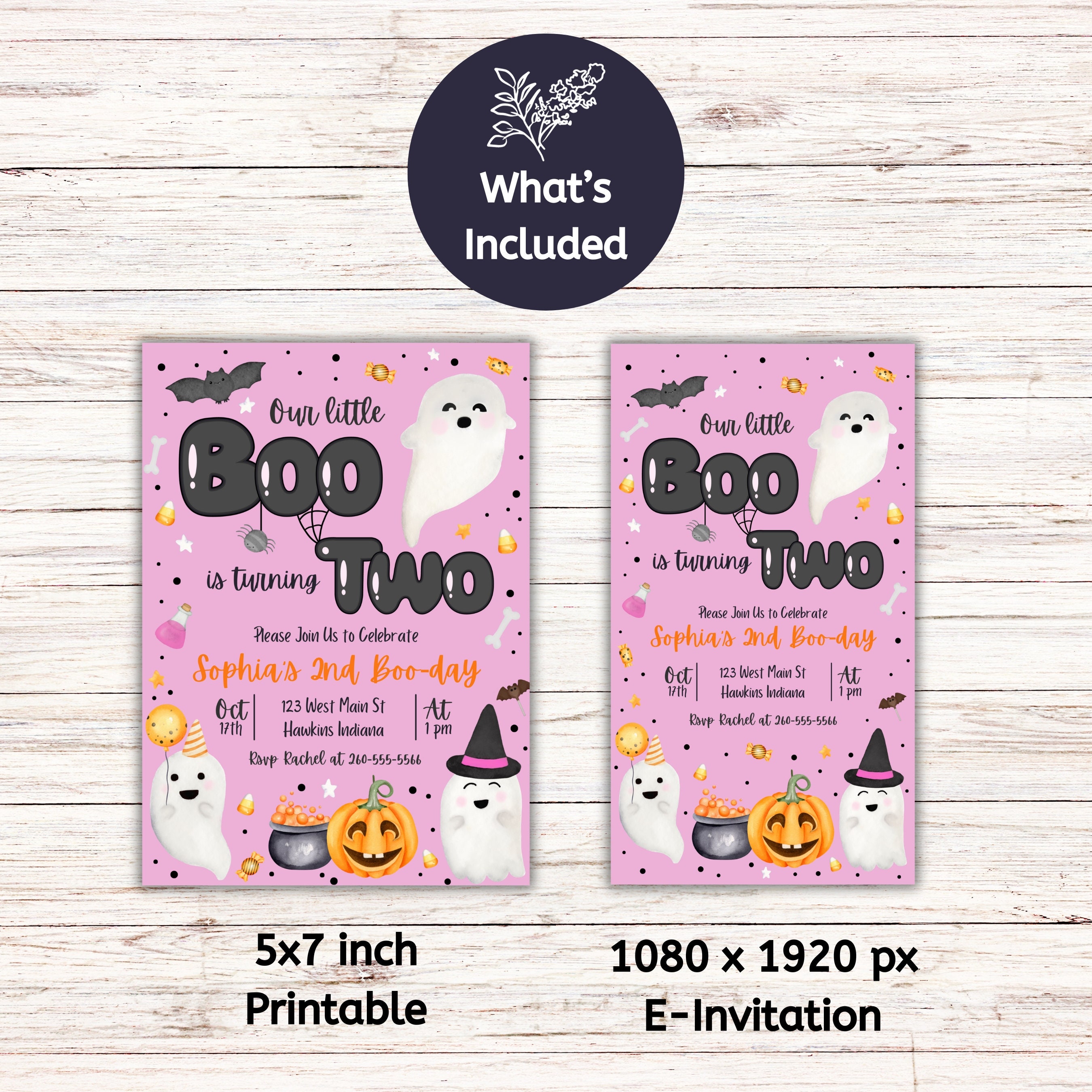 Baby Boo Number Two Our Little Boo is Turning Two Birthday Invitation Template, Boo 2nd ...