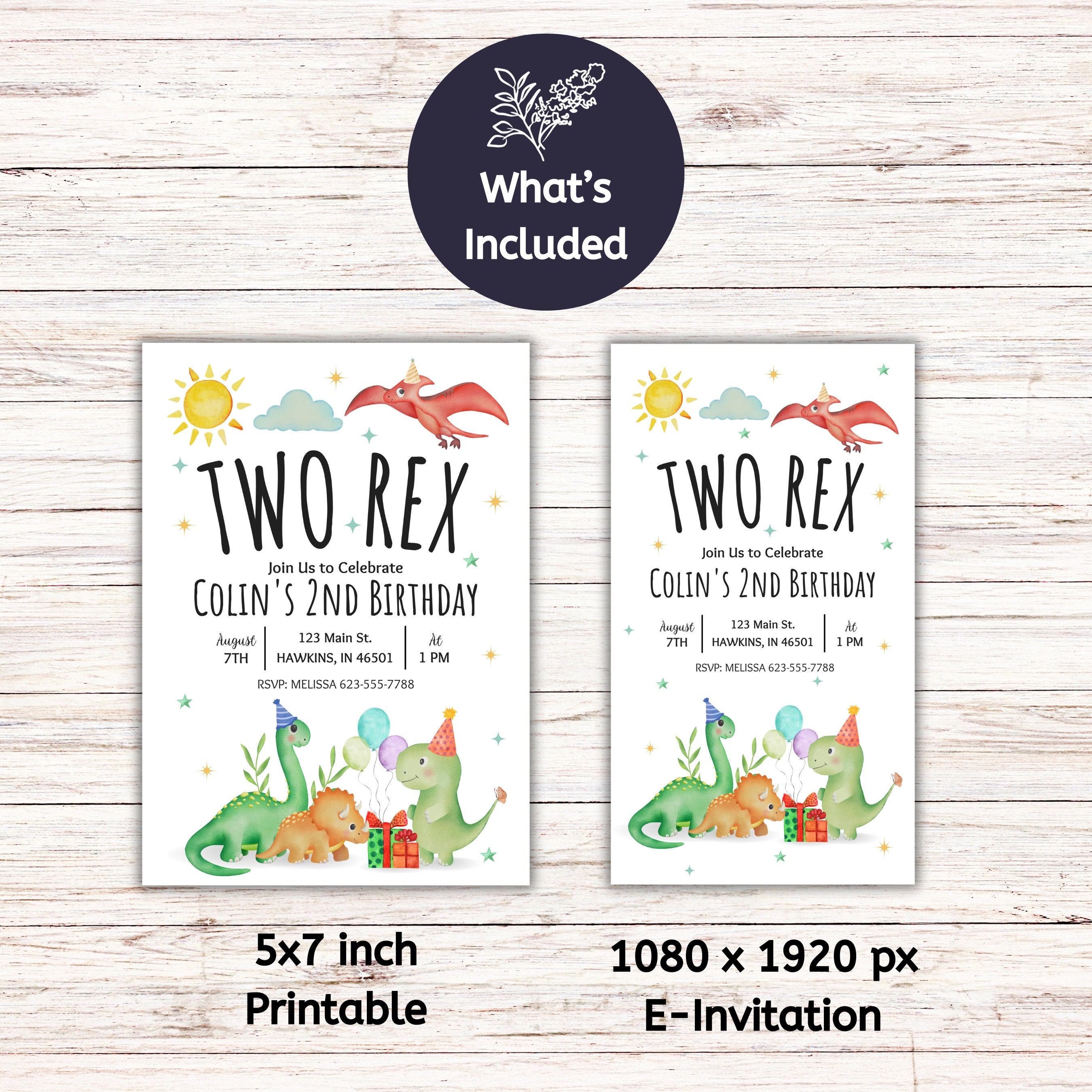 Editable Two Rex Evite, Two Rex Invitation, Two Rex Birthday Invite ...