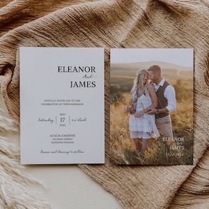 Minimalist Wedding Invitation Template, Editable Minimalist Wedding Invite, Modern Wedding Invite, Photo Wedding Invitation, Photo Invite W5