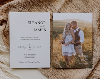 Minimalist Wedding Invitation Template, Editable Minimalist Wedding Invite, Modern Wedding Invite, Photo Wedding Invitation, Photo Invite W5