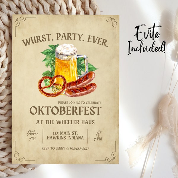 Wurst Party Invite Template, Wurst Party Ever Invitation, Oktoberfest Invite, Oktoberfest Invitation, Oktoberfest Invitation Birthday, S3